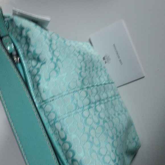 NWT@$128 PRICE REDUCED HB COACH SIGNATURE Aqua MiniBag w LEATHERstrap - Picture 1 of 11